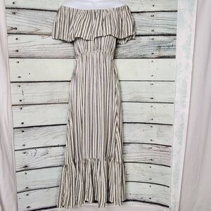 Billabong Off Shoulder Striped Maxi Dress Women’s Size S